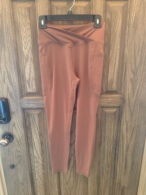 Brown High Rise crossover Pocket Leggings Small Athletic Workout Yoga